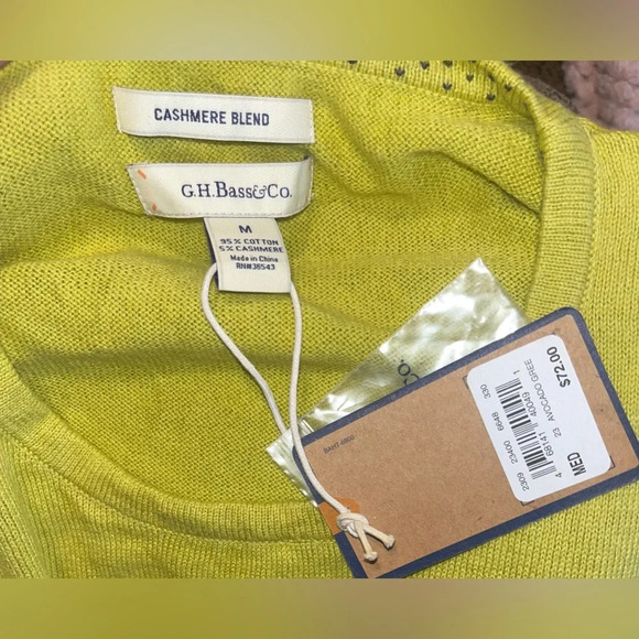 NWT GH bass cashmere blend lime sweater - Picture 2 of 2